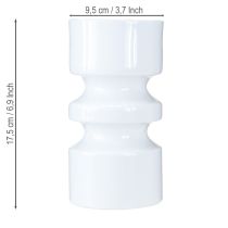 daiktų Metalinė gėlių vaza kreminės baltos spalvos emaliu Ø9cm H17,5cm