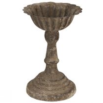 daiktų Metalinis dekoratyvinis dubuo ant kojos taurė senovinė pilka ruda Ø12cm H18cm