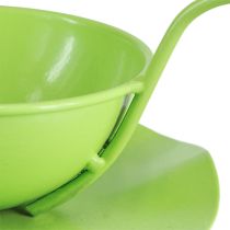 daiktų Metalinis dekoratyvinis puodelis su lėkšte šviesiai žalias H8cm Ø11,5cm 2vnt