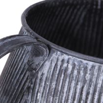daiktų Metalinio ąsočio dekoravimo vintažiniai grioveliai juodos spalvos H12,5cm