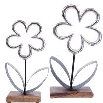 daiktų Metalinių gėlių apdaila sidabrinė juoda stalo puošmena spyruoklė H29,5cm