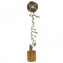 Metalinis deko gėlių medinis stovas su užrašu &quot;Family&quot; H40cm