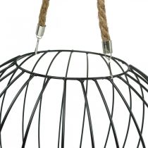 Dekoratyvinis krepšelis pakabinimui Juodo metalo dekoracinis pakabinamas krepšelis Ø39cm