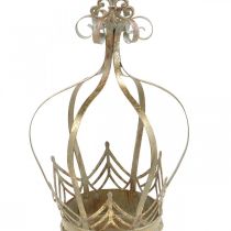 Dekoratyvinė karūna pakabinama, sodinukas, metalo puošmena, Advento auksinė, senovinė išvaizda Ø19,5cm H35cm