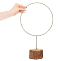 daiktų Dekoratyvinis metalinis žiedas ant medinio stovo stalo dekoravimui, 43 cm