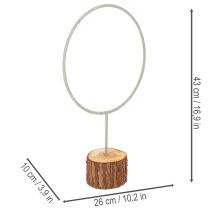 daiktų Dekoratyvinis metalinis žiedas ant medinio stovo stalo dekoravimui, 43 cm