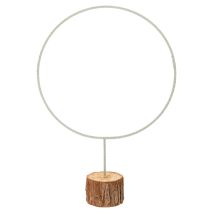 daiktų Dekoratyvinis apvalus žiedas ant medinio pagrindo, metalinis, džiovintoms gėlėms, 52 cm
