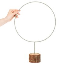 daiktų Dekoratyvinis apvalus žiedas ant medinio pagrindo, metalinis, džiovintoms gėlėms, 52 cm