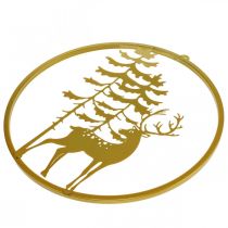 daiktų Dekoratyvinis žiedas auksinis pakabinimui elnio metalo puošmena Kalėdinė Ø38cm