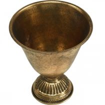 daiktų Metalinis dubuo taurė metalinė dekoracija auksinė senovinė išvaizda H16cm