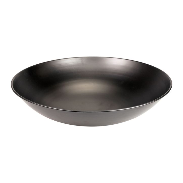 Dekoratyvinis metalinis dubuo juodas apvalus metalinis dubuo su pagrindu Ø40cm