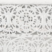 daiktų Metaliniai dubenėliai su nėrinių raštu, dekoratyvinis indas, kvadratinis, shabby chic stiliaus, balti, 27/23/19 cm, aukštis 13,5 cm, 3 vnt. rinkinys