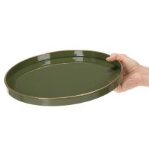 daiktų Dekoratyvinis padėklas žalias su auksiniu kraštu, modernus, 30 cm