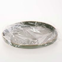 daiktų Dekoratyvinis padėklas žalias su auksiniu kraštu, modernus, 30 cm