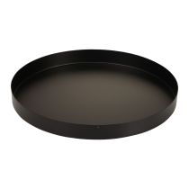 Metalinis padėklas dekoratyvinis padėklas juodas apvalus žvakių padėklas Ø25cm 2vnt
