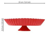 daiktų Metalinė retro dekoratyvinė lėkštė su pagrindu, raudonas metalas, Ø24cm, 2vnt.