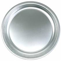 daiktų Metalinė plokštė bazinė sidabrinė blizgi Ø45,5cm H4cm
