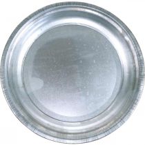 Dekoratyvinė lėkštė, išdėstymo pagrindas, metalinė lėkštė sidabrinė, stalo apdaila Ø26cm