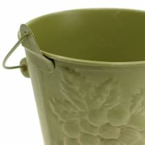 daiktų Dekoratyvinis kibiras su skalbtais vaisiais geltona, oranžinė, žalia Ø15cm H14cm rinkinys iš 3 vnt.