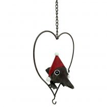 Paukštis širdyje dekoravimo kabykla metalinė pilka 48cm