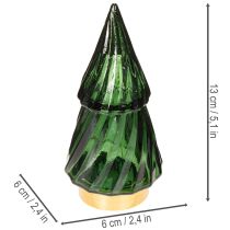 daiktų Stiklinė Kalėdų eglutė su LED lemputėmis, stalo dekoracija, Kalėdos, 13 cm, 2 vnt.