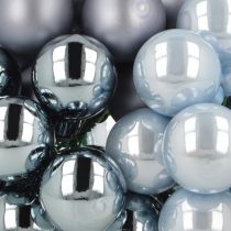 daiktų Mini kalėdiniai rutuliukai stikliniai veidrodiniai uogų mėlyni tonai 25 mm 140 vnt.