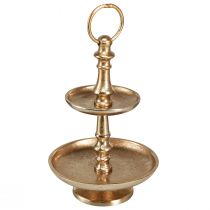 daiktų Mini etagere metalo apdaila auksinė matinė 2 pakopų stalo puošmena H22cm