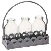 daiktų Mini Buteliai Dekoratyvinės Vazos Padėklas Stačiakampis Pilka 15,5x6cm