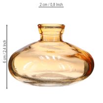 daiktų Mini stiklinės vazos svogūninės, plokščios, oranžinės spalvos, Ø9 cm, 6 vnt.