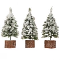 daiktų Mini eglutės medinis pagrindas žalias baltas Ø8cm H18cm 3vnt