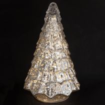 daiktų Mini Kalėdų eglutė su LED apšvietimu, sidabro spalvos, 28 cm