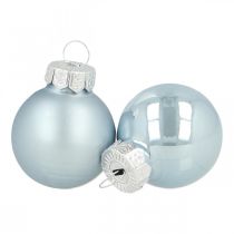 daiktų Mini kalėdinis rutulinis stiklas mėlynas blizgus/matinis Ø2,5cm 24p