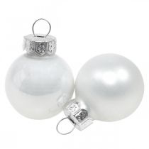 Mini kalėdiniai kamuoliukai stiklas baltas blizgus/matinis Ø2,5cm 24v