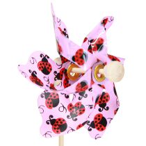 daiktų Mini Vėjo malūnėlis Ladybug Decoration Balta Alyvinė Ø8cm 12 Vnt