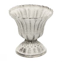 Mini puodelis Vaza Metalinė taurė Balta Pilka Antikvarinė Ø8cm H8cm