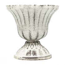 Mini puodelis Vaza Metalinė taurė Balta Pilka Antikvarinė Ø8cm H8cm