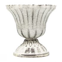 Mini puodelis Vaza Metalinė taurė Balta Pilka Antikvarinė Ø8cm H8cm