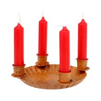 Mini dubuo su 4 medinėmis žvakidėmis Ø10cm rudos spalvos