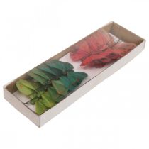 daiktų Mini drugelis ant vielos raudona, žalia 6,5cm 12 vnt