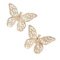 daiktų Mini drugeliai metalo sklaidos dekoracija auksinė 3cm 50vnt