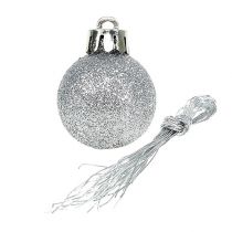 Mini Kalėdinis kamuoliukas sidabrinis Ø3cm 14vnt