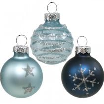 Mini kalėdiniai kamuoliukai mėlyni tikro stiklo Ø3cm 9vnt