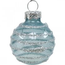 Mini kalėdiniai kamuoliukai mėlyni tikro stiklo Ø3cm 9vnt