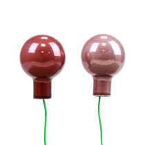 daiktų Mini kalėdiniai kamuoliukai vielinis stiklas bordo rožinis Ø2,5cm 140 vnt