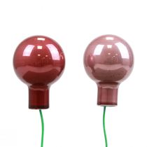 Mini kalėdiniai kamuoliukai vielinis stiklas bordo rožinis Ø2cm 140vnt