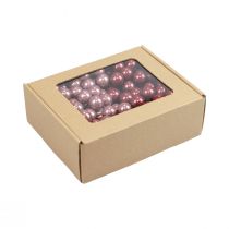 daiktų Mini kalėdiniai kamuoliukai vielinis stiklas bordo rožinis Ø2cm 140vnt