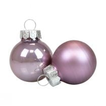 Mini kalėdiniai rutuliukai stikliniai alyviniai violetiniai blizgūs/matiniai Ø2,5cm 20vnt
