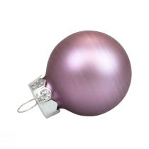 Mini kalėdiniai rutuliukai stikliniai alyviniai violetiniai blizgūs/matiniai Ø2,5cm 20vnt