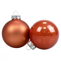 Mini kalėdiniai rutuliai stikliniai raudonai rudi stikliniai rutuliukai Ø4cm 24vnt