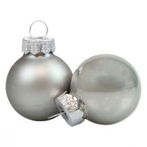 Mini kalėdiniai rutuliukai stiklas sidabrinis blizgus/mat Ø2.5cm 20v
